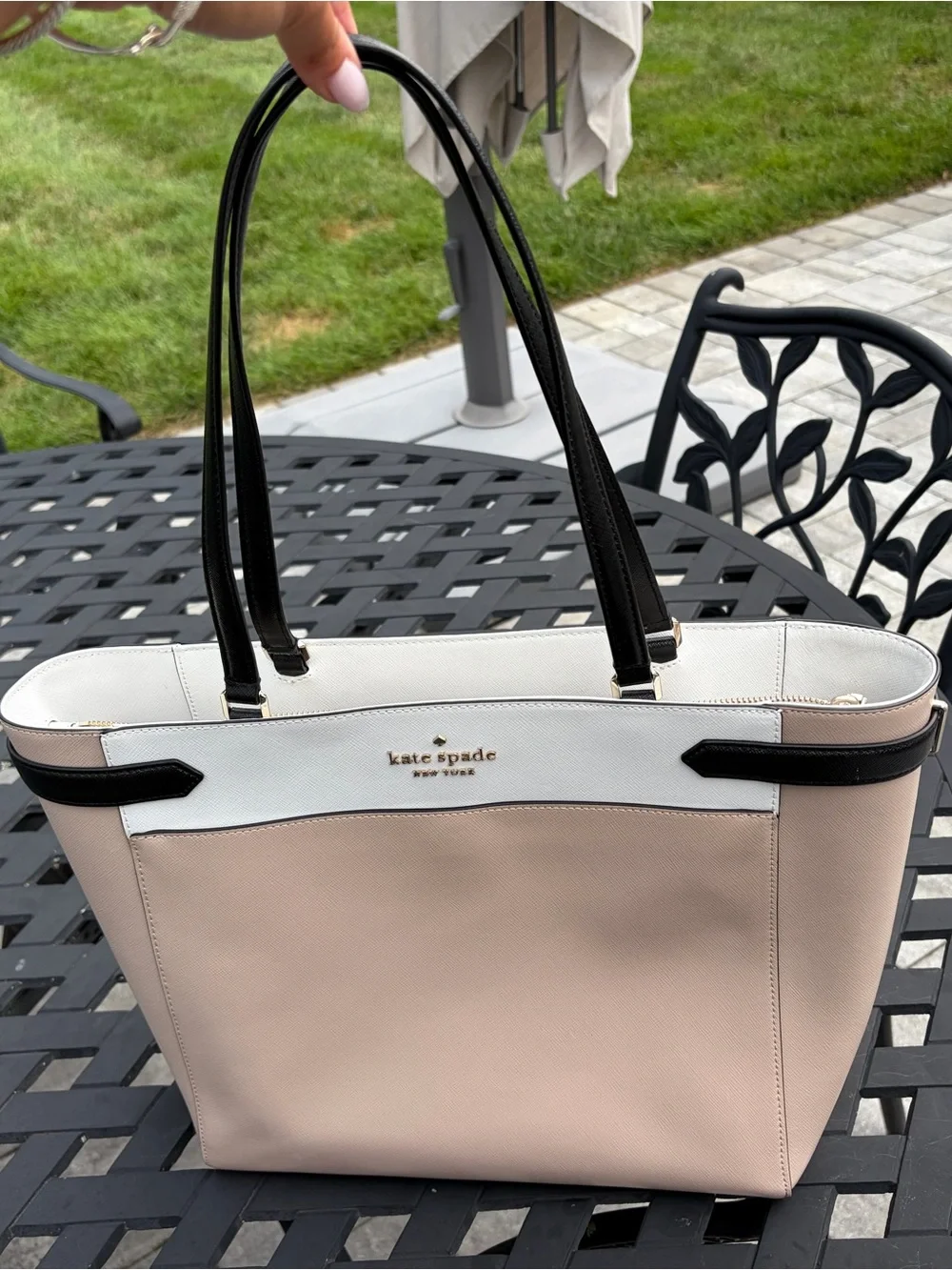 Kate Spade New York Staci Colorblock Laptop Tote - Warm Beige Multi